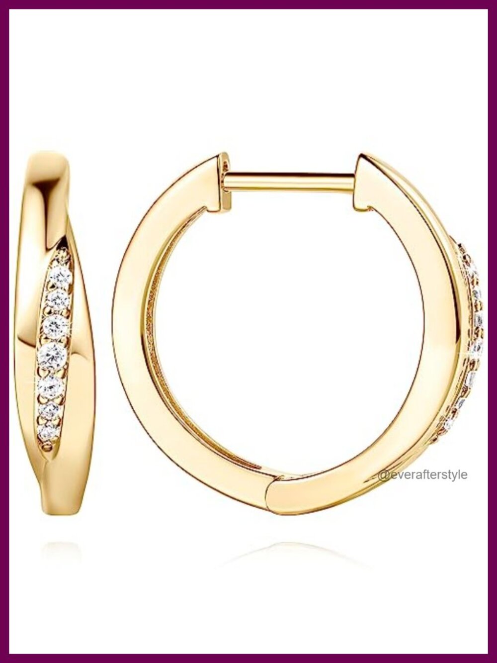 14k Gold Plated Hoop Earrings for Women with Cubic Zirconia